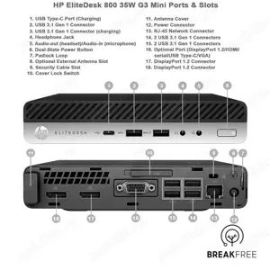 Sistem PC USFF HP Elitedesk 800 G3 INTEL CORE I7-6700 i5-7700 i3-7300 8GB DDR4 SSD 120GB Alimentator - imagine 2