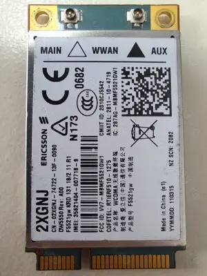Modul card WWAN 3G Ericsson 2XGNJ, Dell Wireless 5550, F5521GW
