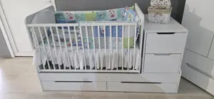 Vand Patut Transformabil NOU 170x70 cu Sistem Leganare Silentios+ Saltea Cocos + Lenjerie 