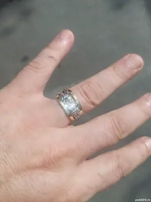 Inel aur galben 14 karate si aur alb 18 karate versace diamont