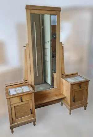 Set mobila dormitor art deco retro vintage lemn masiv si furniruit