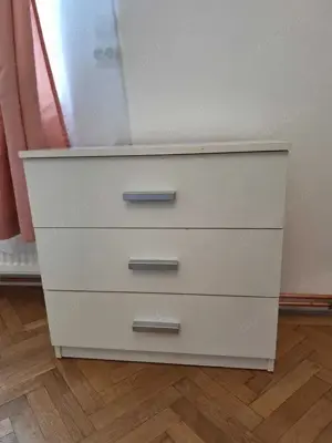  Mobila dulap comoda TV alba cu 3 sertare - 35x70x75cm