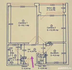 Apartament decomandat cu două camere!