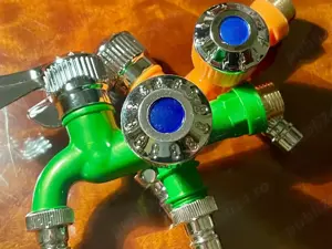 Robinet gradina doua cai, tip Temu colorat portocaliu verde