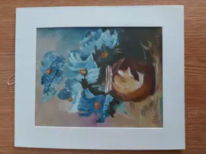 Tablou pictat manual - Vas cu flori (21x25 cm) - imagine 2