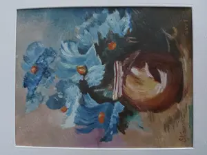 Tablou pictat manual - Vas cu flori (21x25 cm) - imagine 5