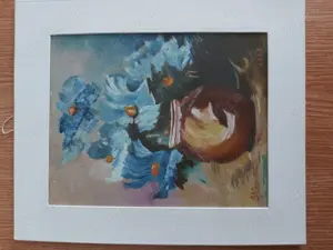 Tablou pictat manual - Vas cu flori (21x25 cm) - imagine 3