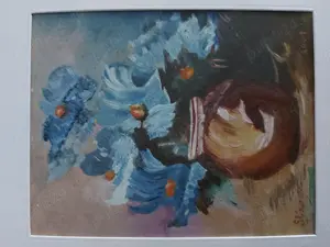 Tablou pictat manual - Vas cu flori (21x25 cm) - imagine 4