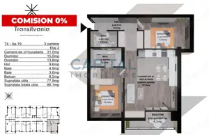 Comision 0%! 3 camere, orientare Sud-Vest, zona Noua
