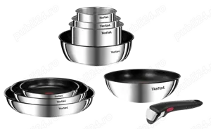 Vand Set 11 piese TEFAL Ingenio L897SB74, 16-28cm, inox, argintiu, NOU 599 Lei - imagine 3