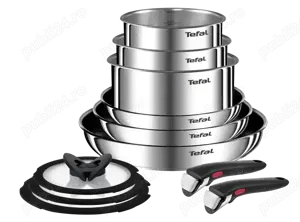Vand Set 11 piese TEFAL Ingenio L897SB74, 16-28cm, inox, argintiu, NOU 599 Lei - imagine 2