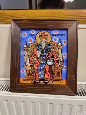 icoană pictată pe sticlă Sfânta Treime  - imagine 3