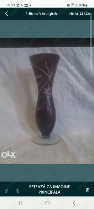 Vaze de cristal  roșu  - imagine 4