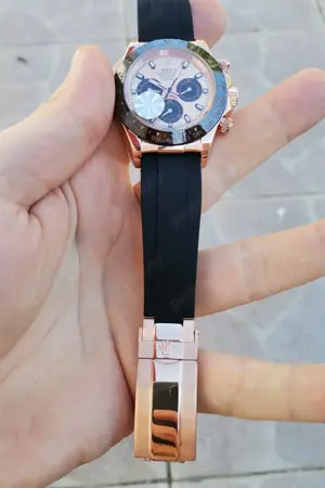 Replica Clona Rolex Daytona 116515LN, Oysterflex, SUNDUST AND BLACK - imagine 2