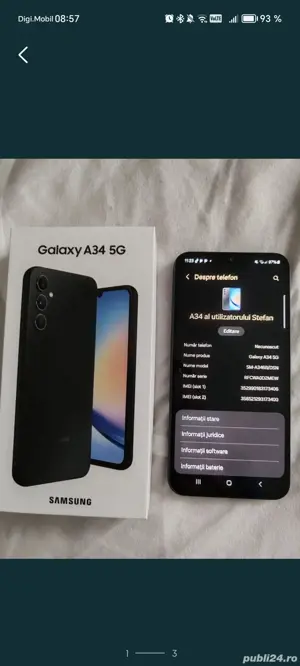 Telefon mobil Samsung Galaxy A34, Dual SIM, 6GB RAM, 128GB, 5G, Black