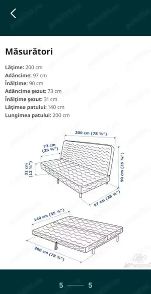 Canapea extensibila Nyhamn (Ikea) - imagine 4