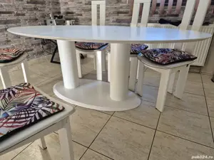 Masa cu scaune piele 6 persoane  - imagine 2