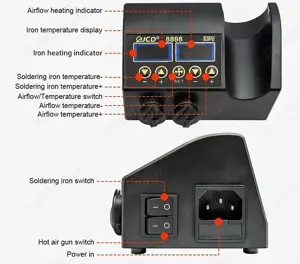Statie de rework digitala, letcon + suflanta aer cald 2 in 1 cu 7 duze si 10 varfuri de rezerva - imagine 3