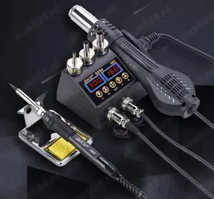 Statie de rework digitala, letcon + suflanta aer cald 2 in 1 cu 10 varfuri de rezerva