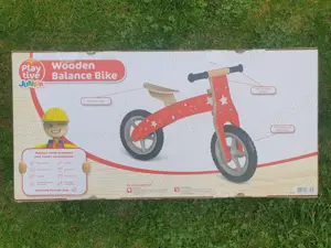 Bicicleta echilibru fara pedale, lemn, rosie, 2-4 ani - imagine 4