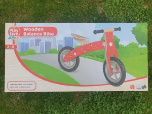 Bicicleta echilibru fara pedale, lemn, rosie, 2-4 ani - imagine 3