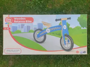 Bicicleta fara pedale,lemn,albastra,2-4 ani,noua - imagine 2