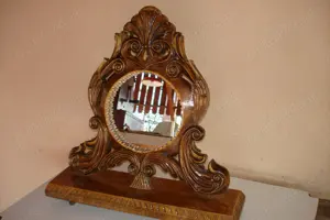 Oglinda rotunda cu rama sculptata din lemn - imagine 5