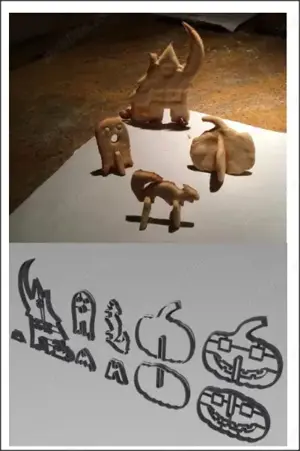 3D Halloween - set 5 forme taiat pt aluat: fantomă,dovleac, casa,pisica, mar