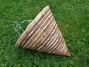 Ghiveci suspendat, cos conic, din impletitura naturala, 30cm - imagine 3
