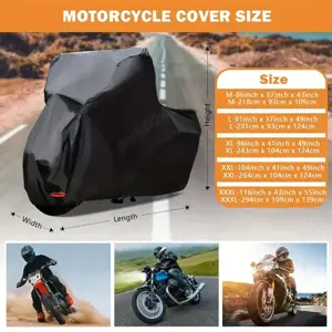 Prelata moto husa motocicleta neagra XXL puf interior 245x125x105cm impermeabila. Protejeaza impotri - imagine 3