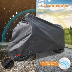 Prelata motocicleta husa neagra cu puf argintiu interior moto scuter XXXXL 295cmx125cmx110cm elastic - imagine 6