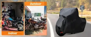 Prelata motocicleta husa neagra cu puf argintiu interior moto scuter XXXXL 295cmx125cmx110cm elastic - imagine 4