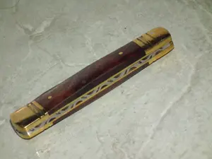 Briceag hand made plásele din lemn, arc decorat otel damasc - imagine 5