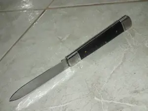 Briceag plásele corn bivol de apá, arc decorat otel carbon 1095 - imagine 2