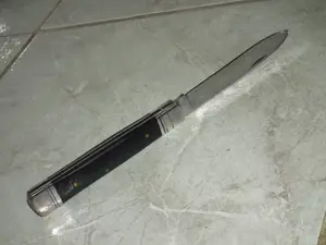 Briceag plásele corn bivol de apá, arc decorat otel carbon 1095 - imagine 3