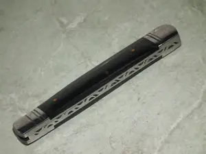 Briceag plásele corn bivol de apá, arc decorat otel carbon 1095 - imagine 4