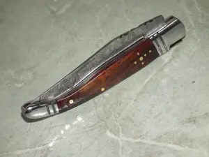 Briceag hand made stil Laguiole plásele lemn, arc decorat otel damasc