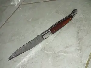 Briceag hand made stil Laguiole plásele lemn, arc decorat otel damasc - imagine 2