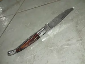 Briceag hand made stil Laguiole plásele lemn, arc decorat otel damasc - imagine 3