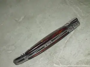 Briceag hand made stil Laguiole plásele lemn, arc decorat otel damasc - imagine 4