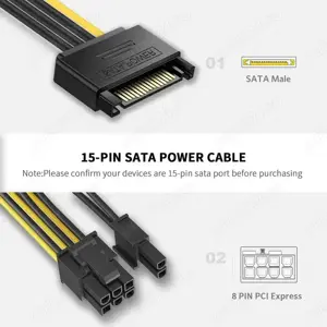 Cablu adaptor pentru alimentare placa video PCI-E 6 pini si 8 pini