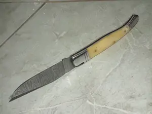 Briceag hand made stil Laguiole plásele os de cámilá, otel damasc - imagine 2