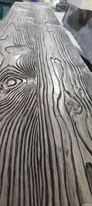 Bancă deosebită unicat din lemn masiv de pin cu piese din fier forjat - imagine 3