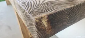 Bancă deosebită unicat din lemn masiv de pin cu piese din fier forjat - imagine 4