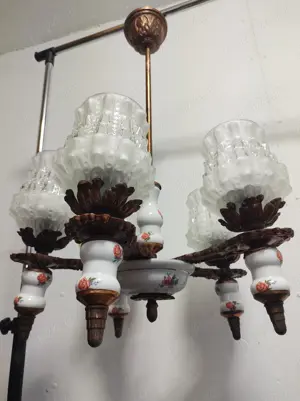 Candelabru Lustra 5 becuri Ceramica Antic  - imagine 5