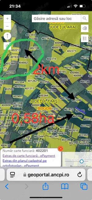 Vand 4,7ha arabil in Bogda, jud. Timis o parcela de 2,5ha restul mai mici, 10500  ha
