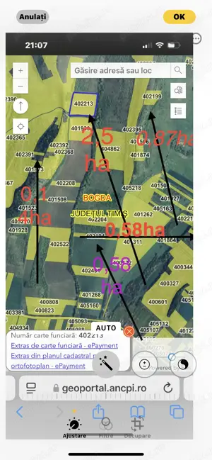Vand 4,7ha arabil in Bogda, jud. Timis o parcela de 2,5ha restul mai mici, 10500  ha - imagine 2