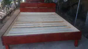 Pat mare din lemn cu spătar (imitație piele) (200 x 160 cm) - imagine 2