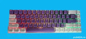 Tastatura alba si mov Gaming Rgb cu acumlator Cu wifi si Bluetooth nou compatibil si cu calculator  - imagine 3