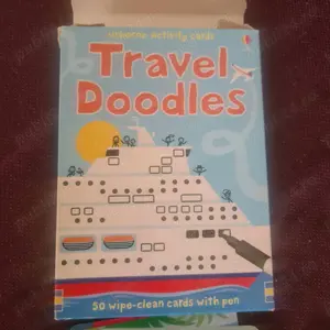 Travel Doodles scrie si sterge 50 carduri fata verso Usborne